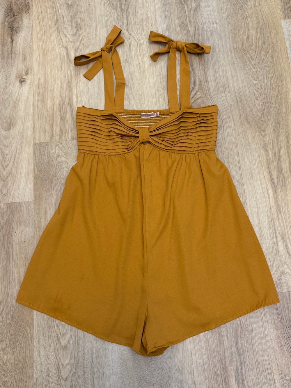 SkyLar Rose Mustard Tie Strap Romper